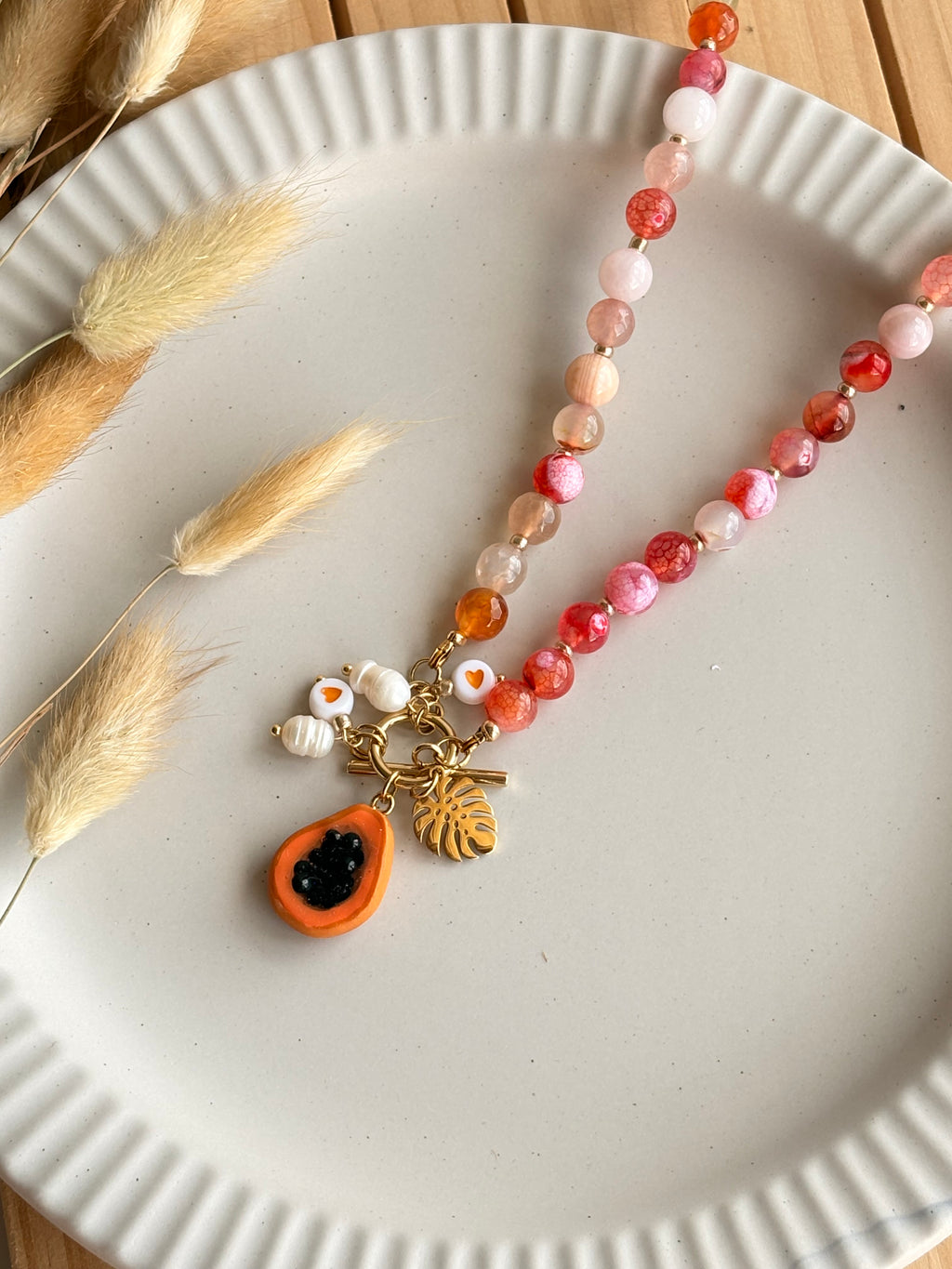 Papaya bloom necklace